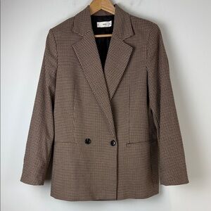 Mango Brown Houndstooth Blazer Size Medium